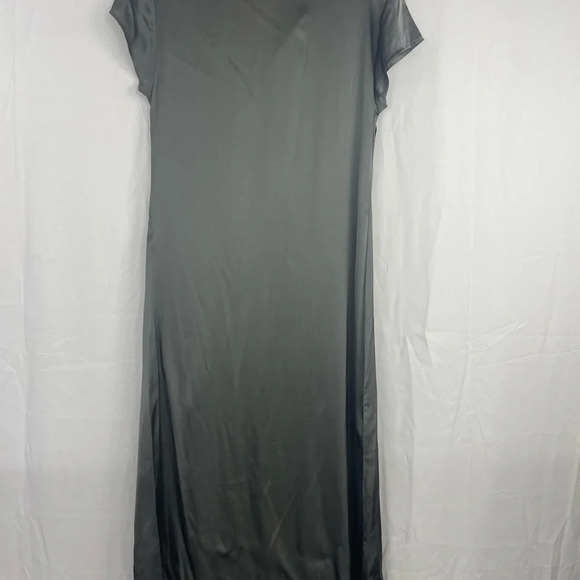 NWT Chaser Silky Shiny Gray Short Sleeve Beck Midi Shirt Dress Size Small - Picture 6 of 8